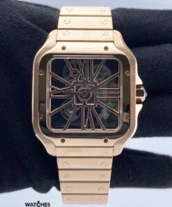 Cartier Santos Large Rose Gold Skeleton Dial